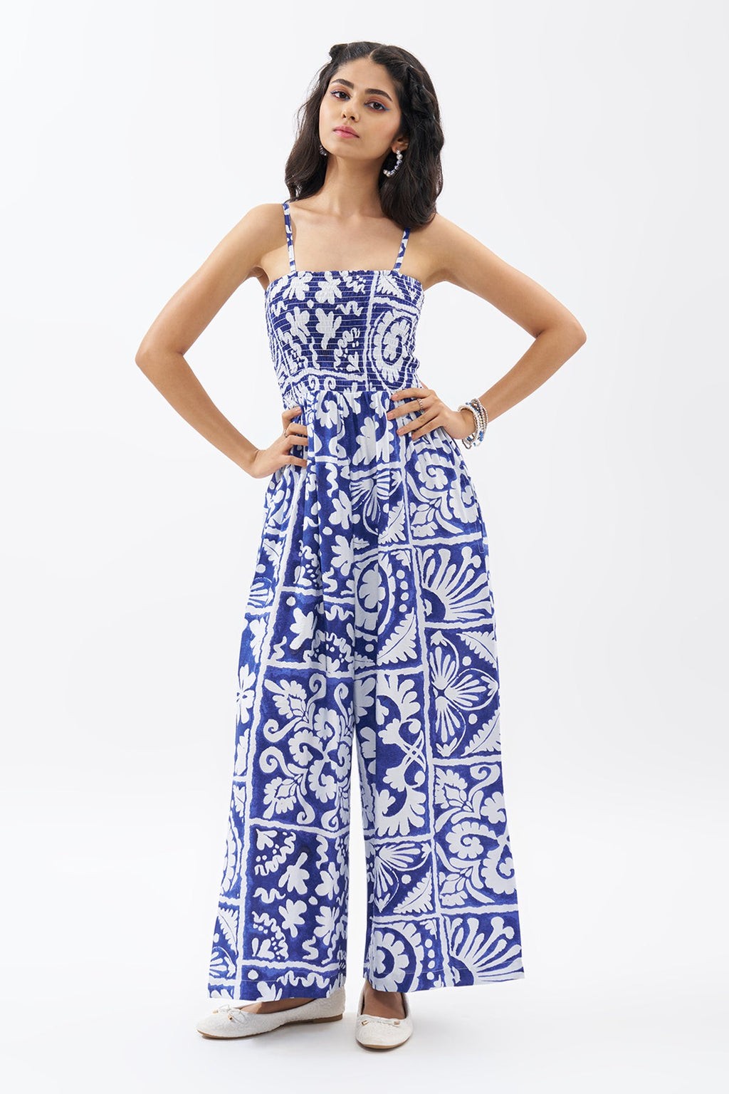 Blue Printed Jumpsuit