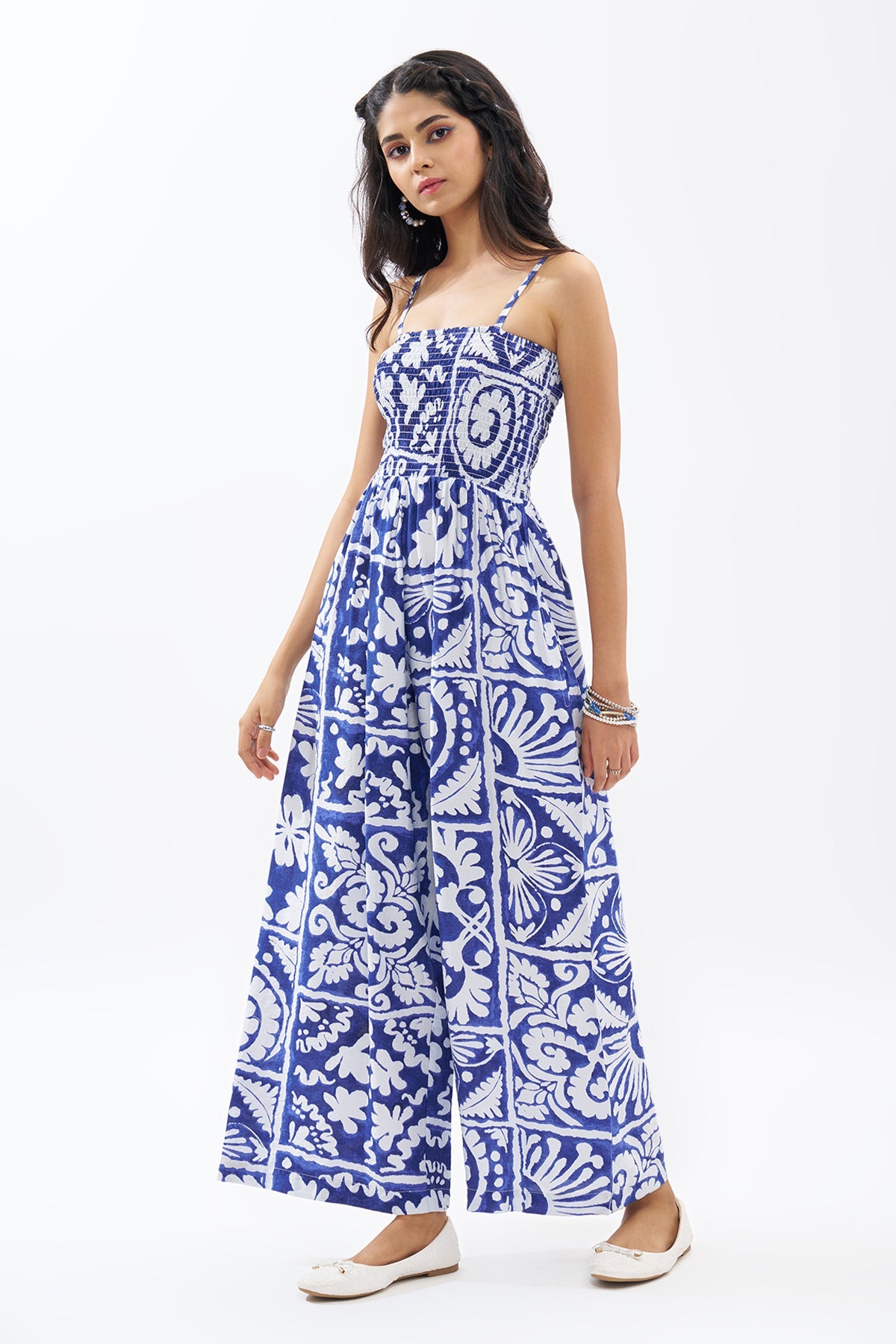 Blue Printed Jumpsuit