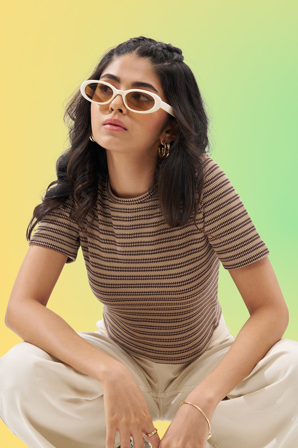 Brown Striped Top