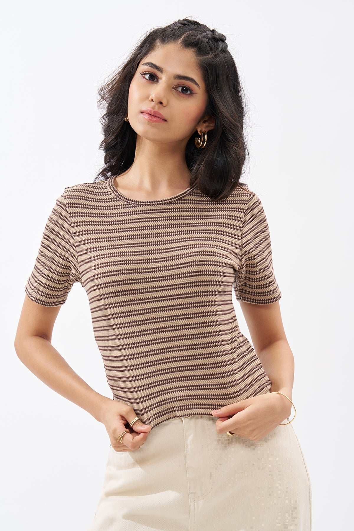 Brown Striped Top