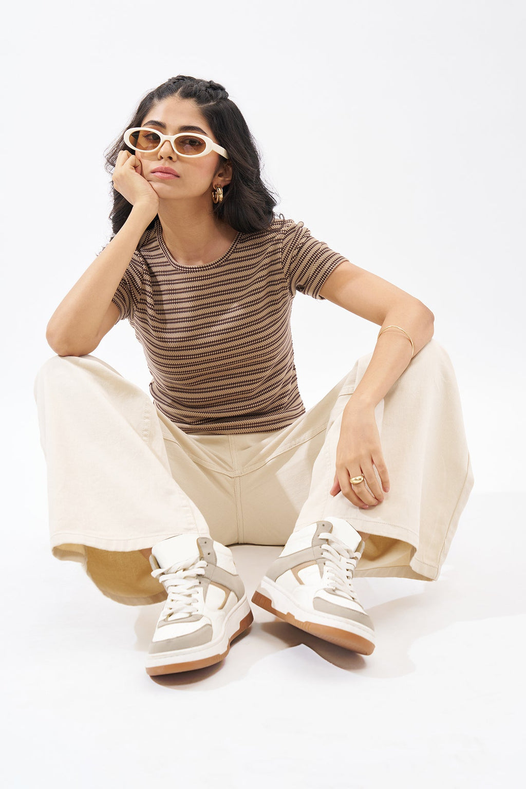 Brown Striped Top