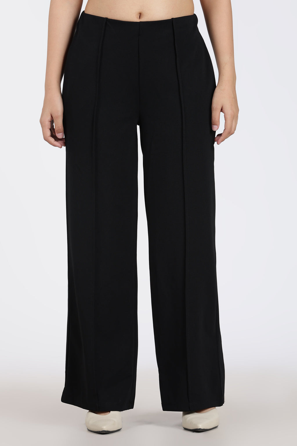 Black High Rise Regular Fit Trouser