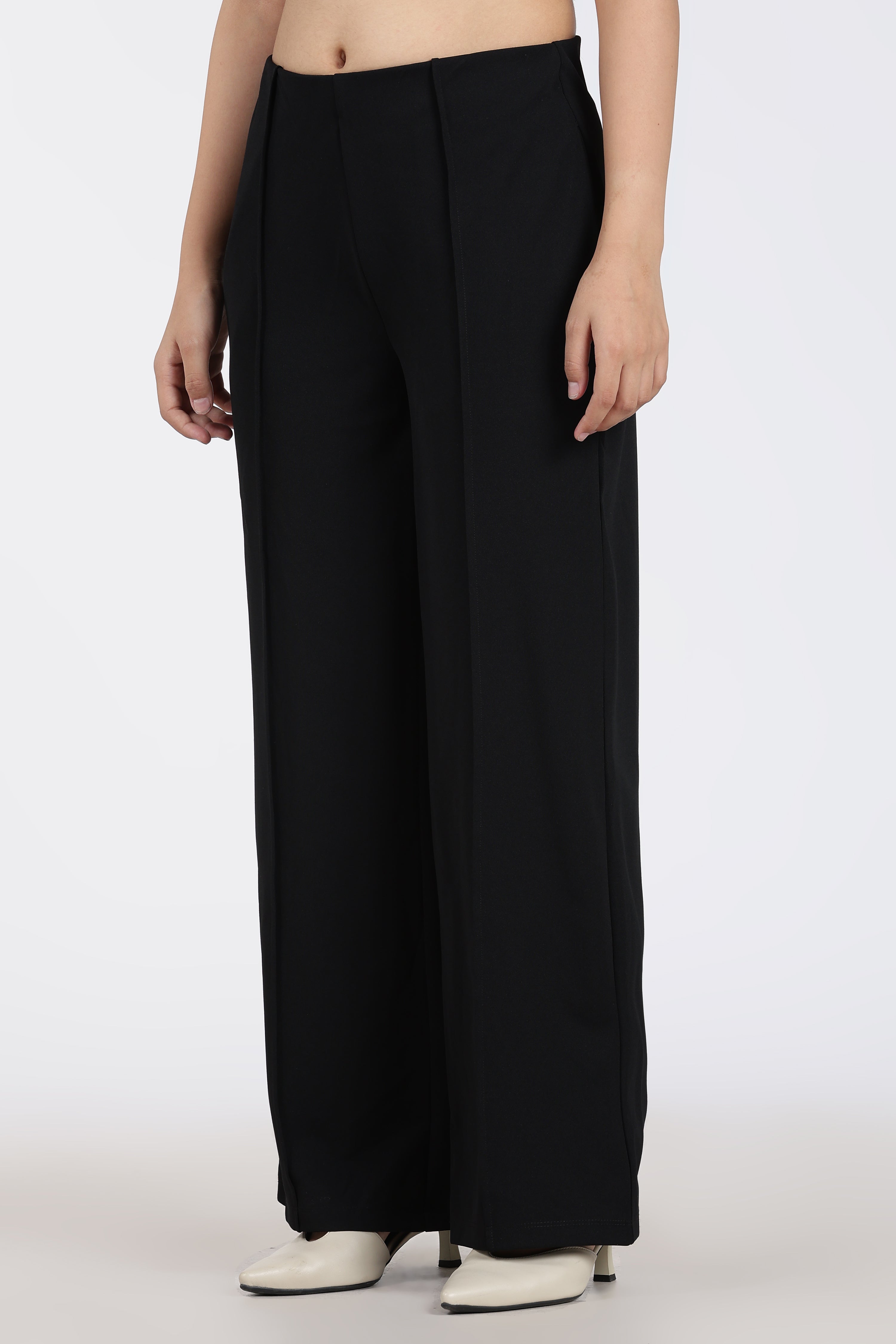 Black High Rise Regular Fit Trouser