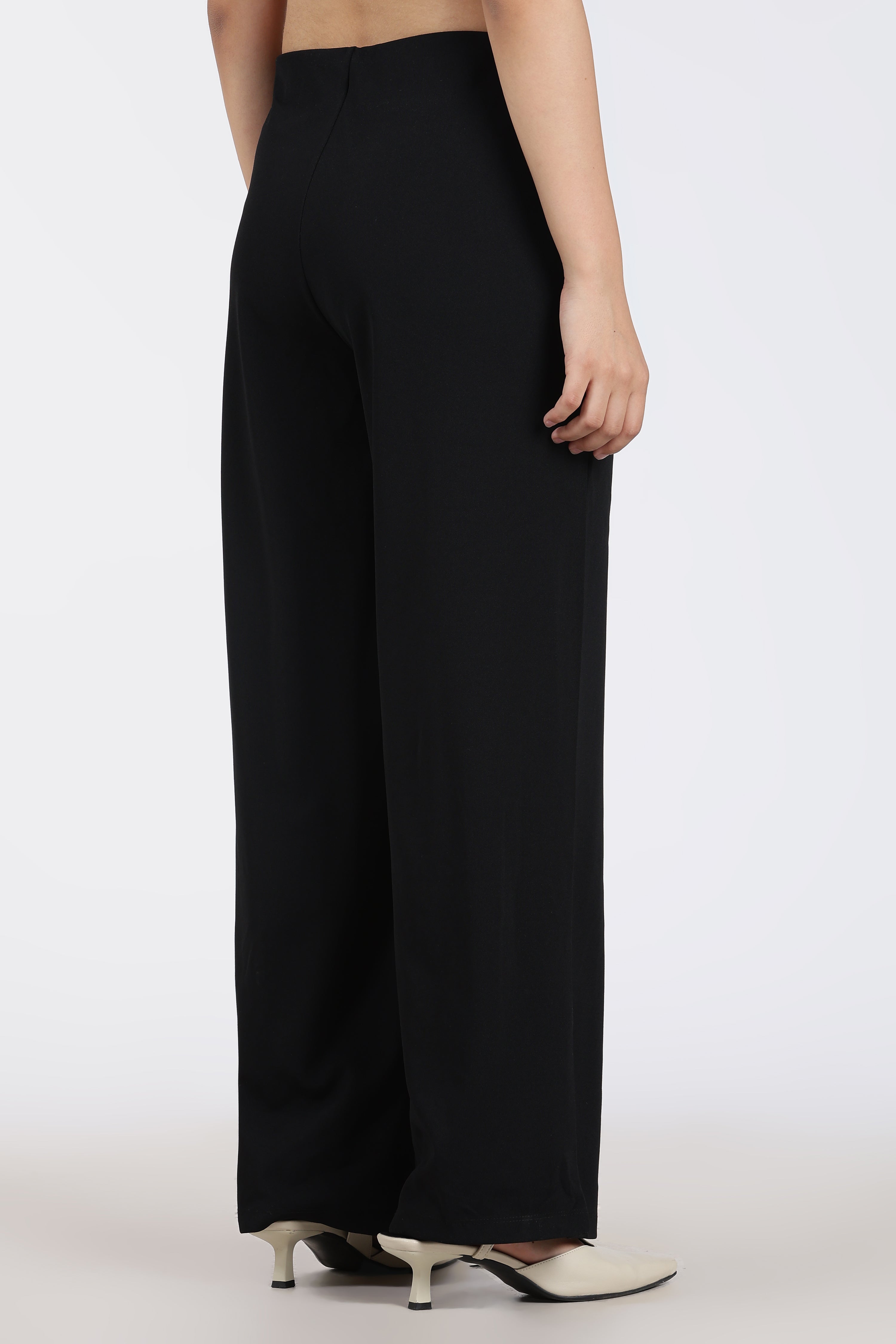 Black High Rise Regular Fit Trouser