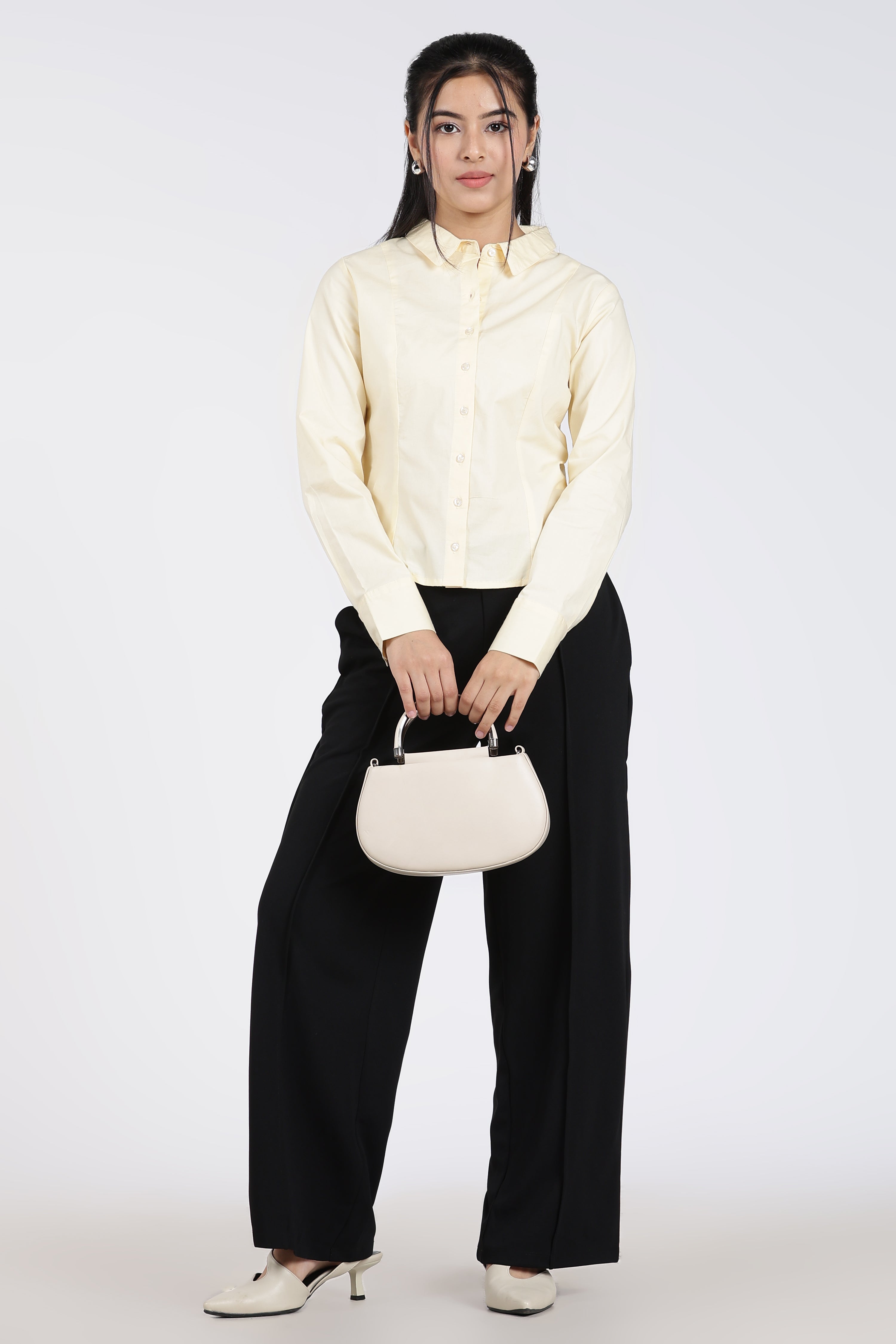 Black High Rise Regular Fit Trouser