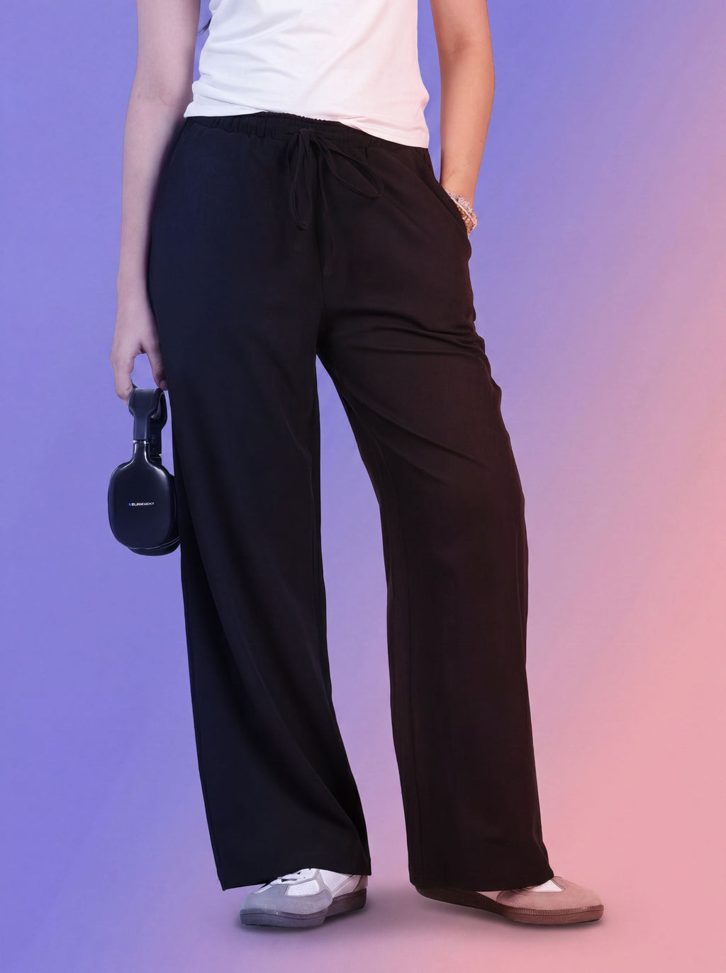 Black Regular Fit Casual Trouser