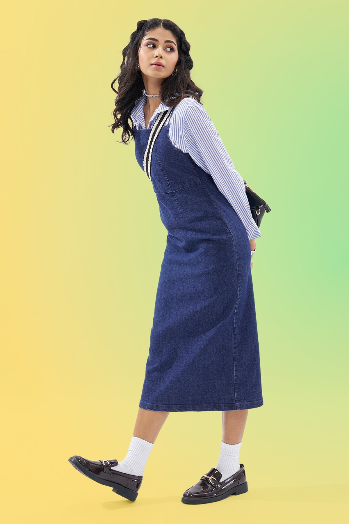 Dark Blue Sleeveless Denim Dress