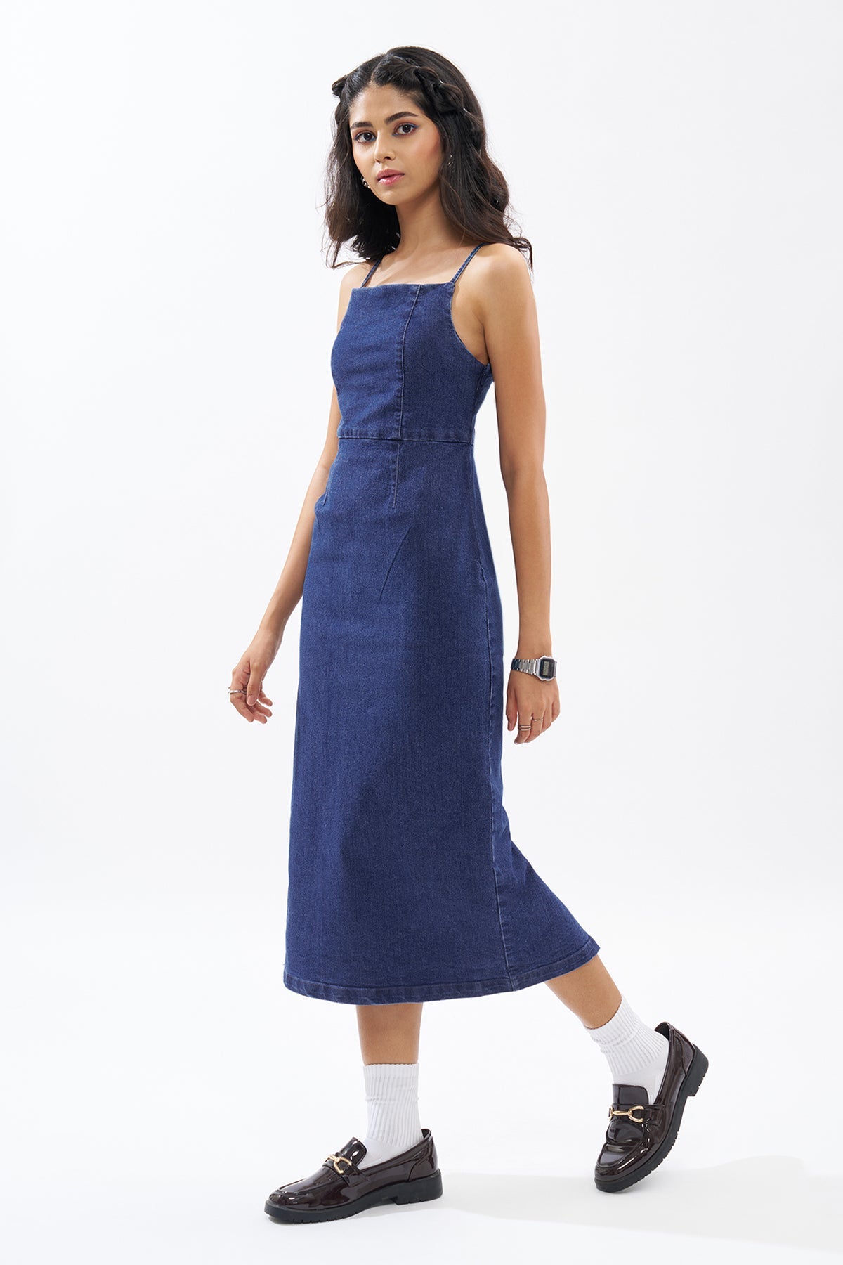 Dark Blue Sleeveless Denim Dress
