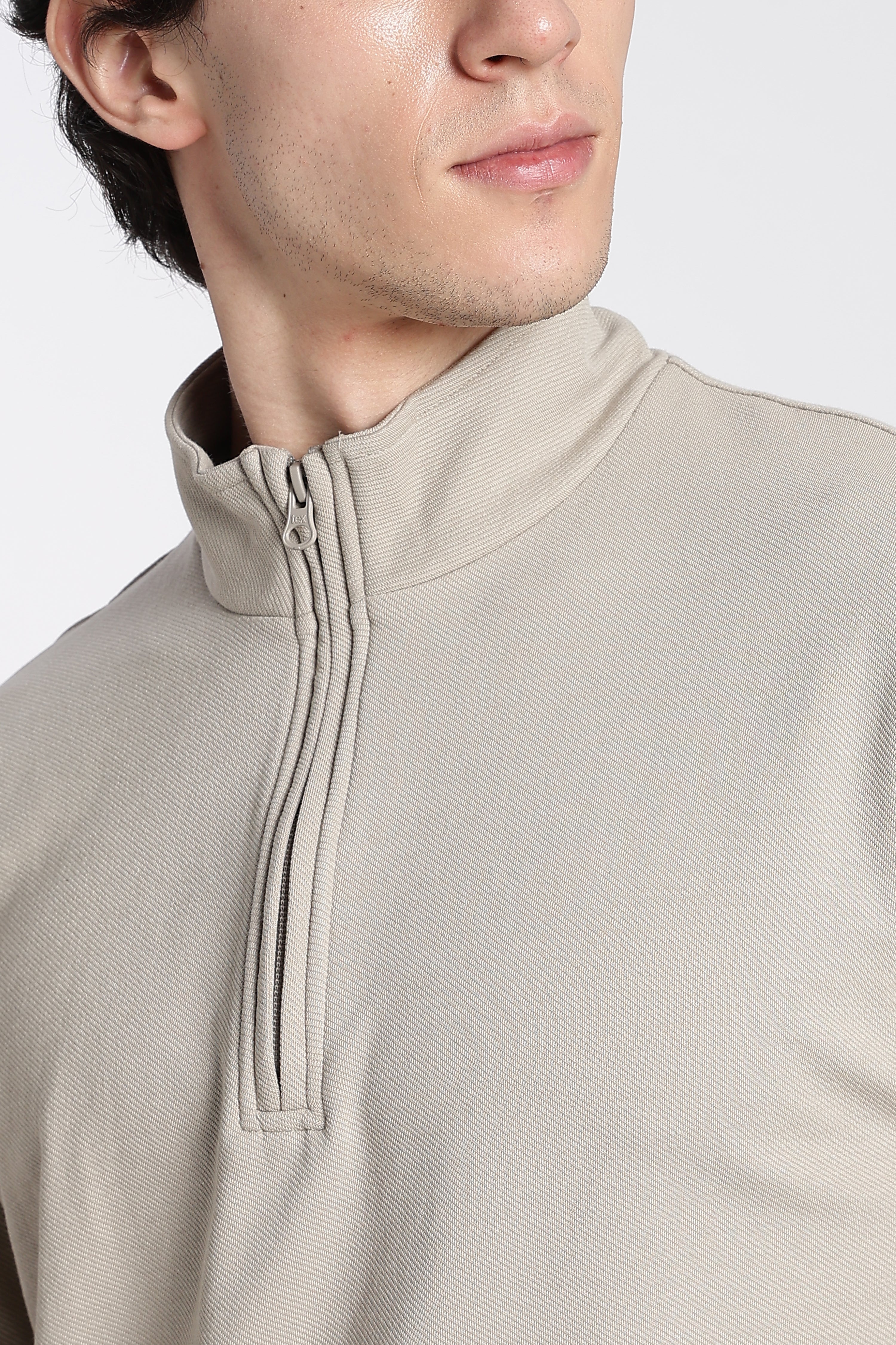 Beige Drop Shoulder Sleeves Oversized Fit T-Shirt
