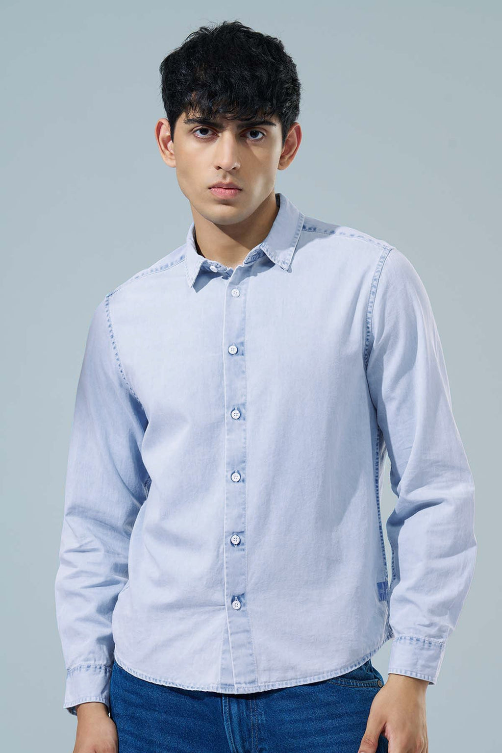 Light Blue Regular Fit Casual Shirt