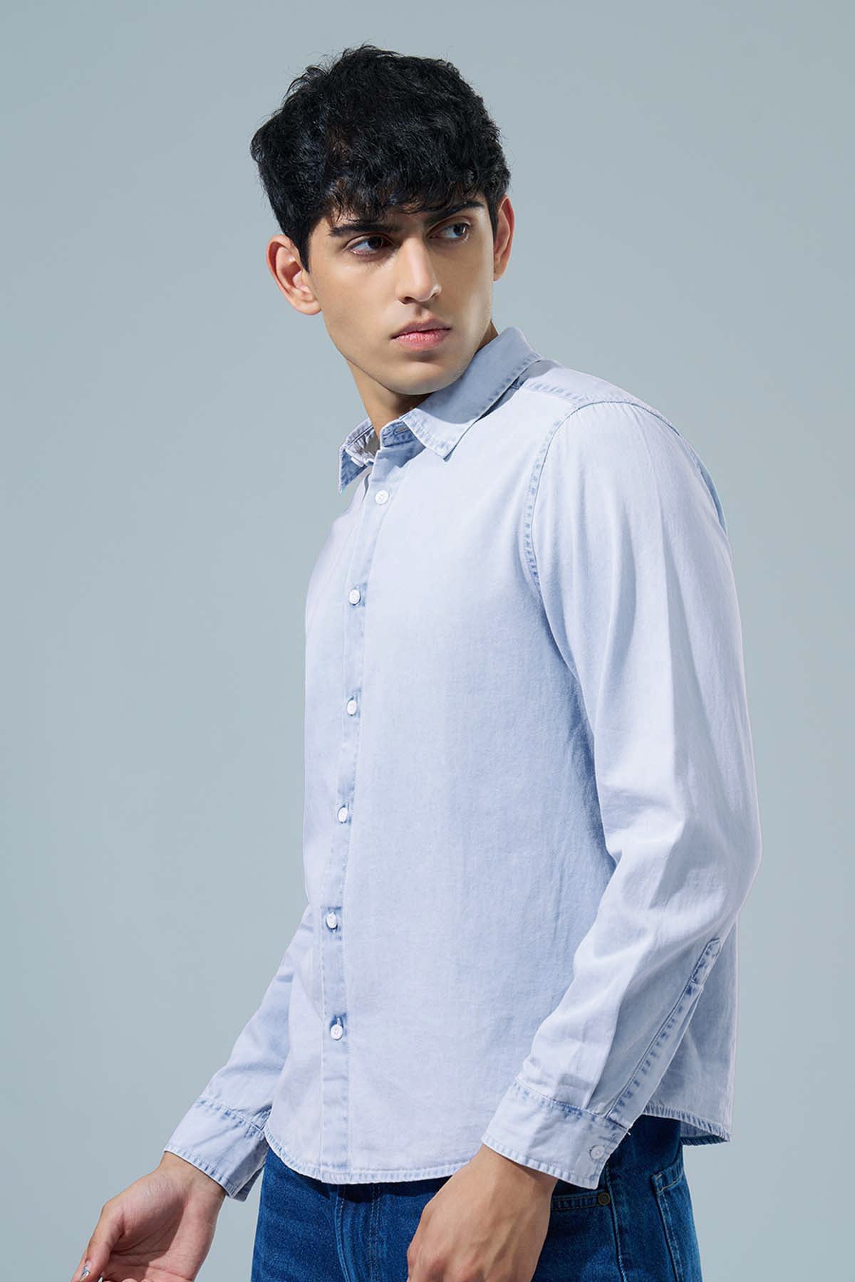 Light Blue Regular Fit Casual Shirt
