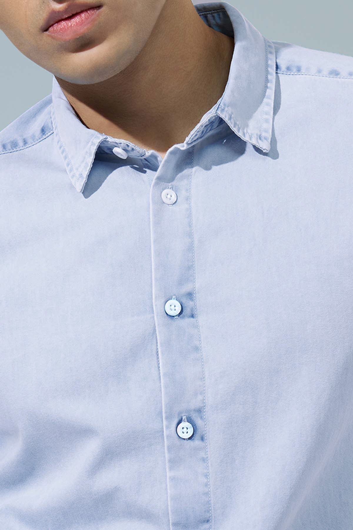 Light Blue Regular Fit Casual Shirt