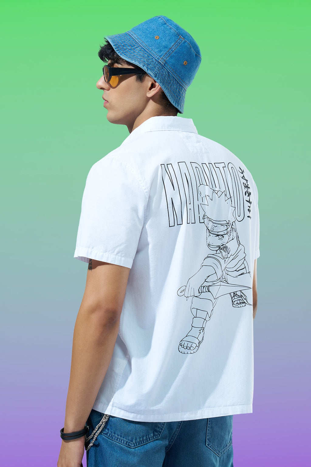 White Printed Regular Fit Casual Shirt
