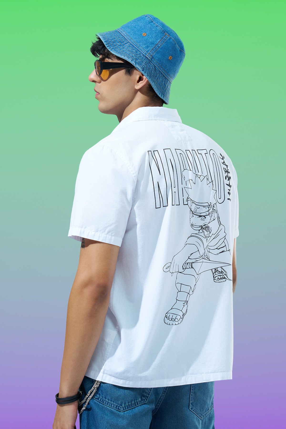 White Printed Regular Fit Casual Shirt