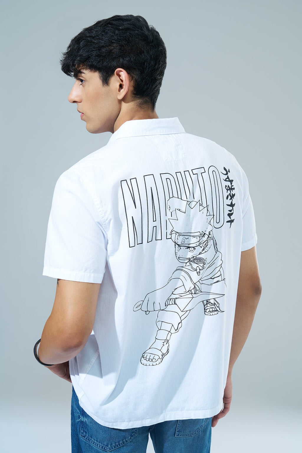 White Printed Regular Fit Casual Shirt