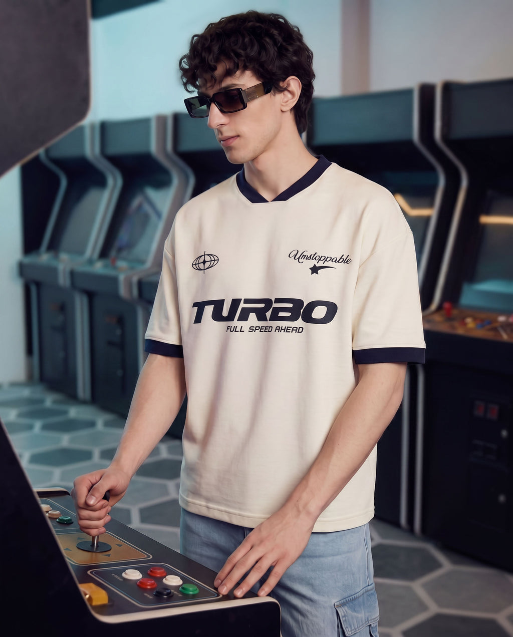 Off White Letter Oversized Fit T-Shirt