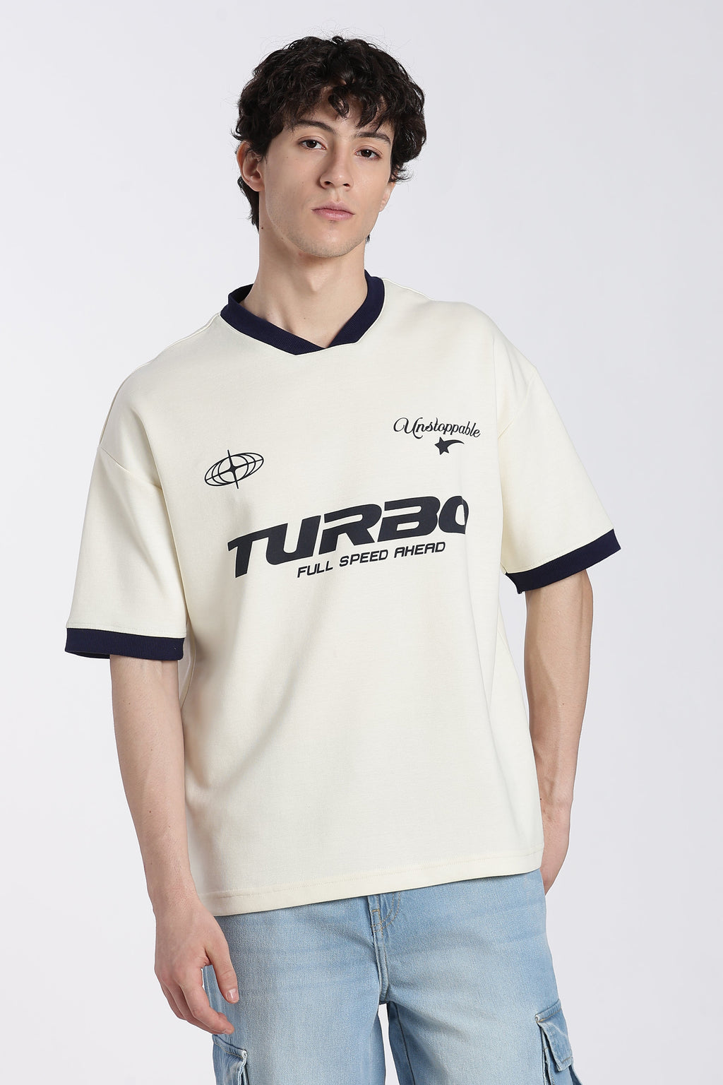 Off White Letter Oversized Fit T-Shirt