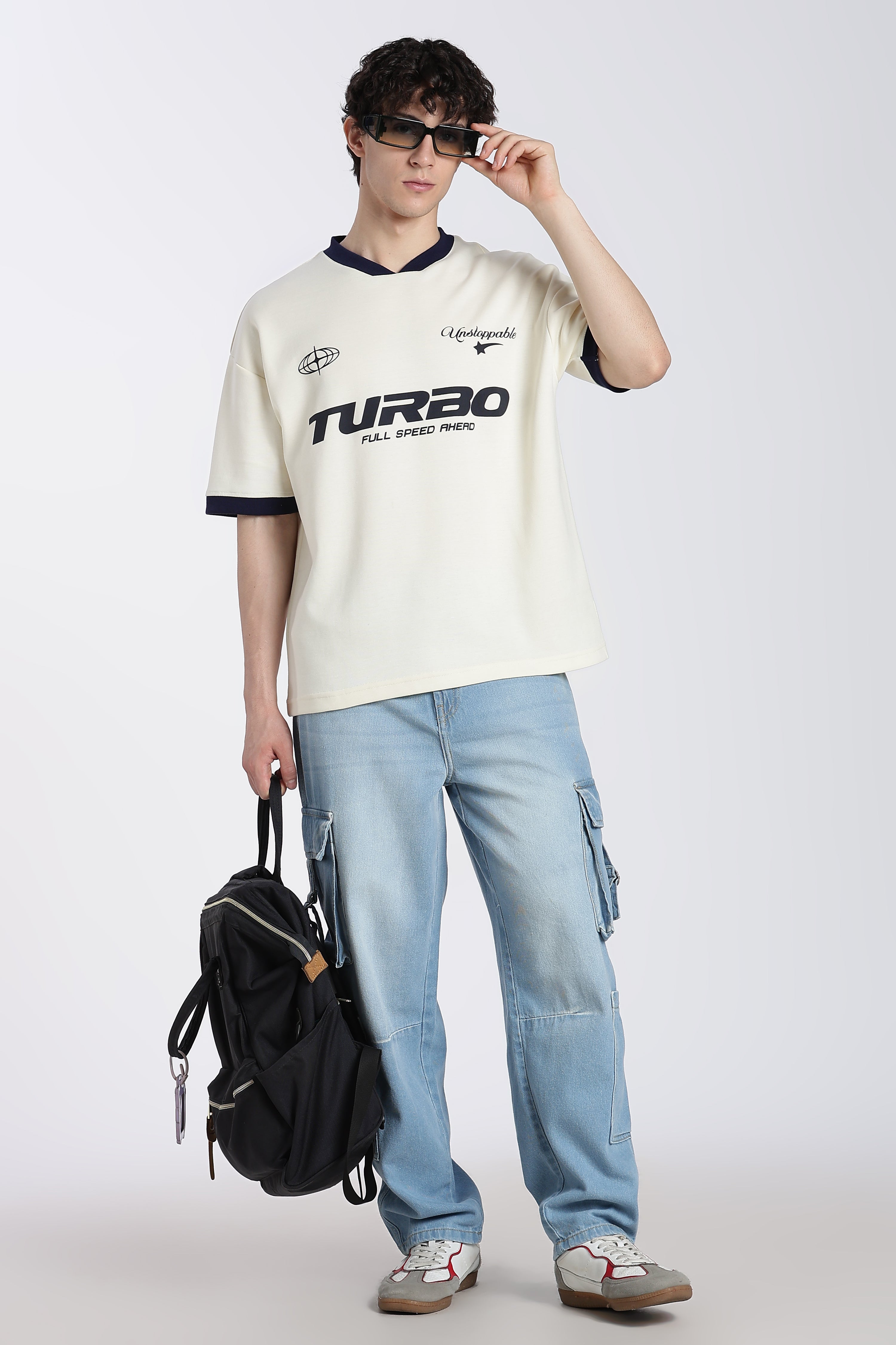 Off White Letter Oversized Fit T-Shirt