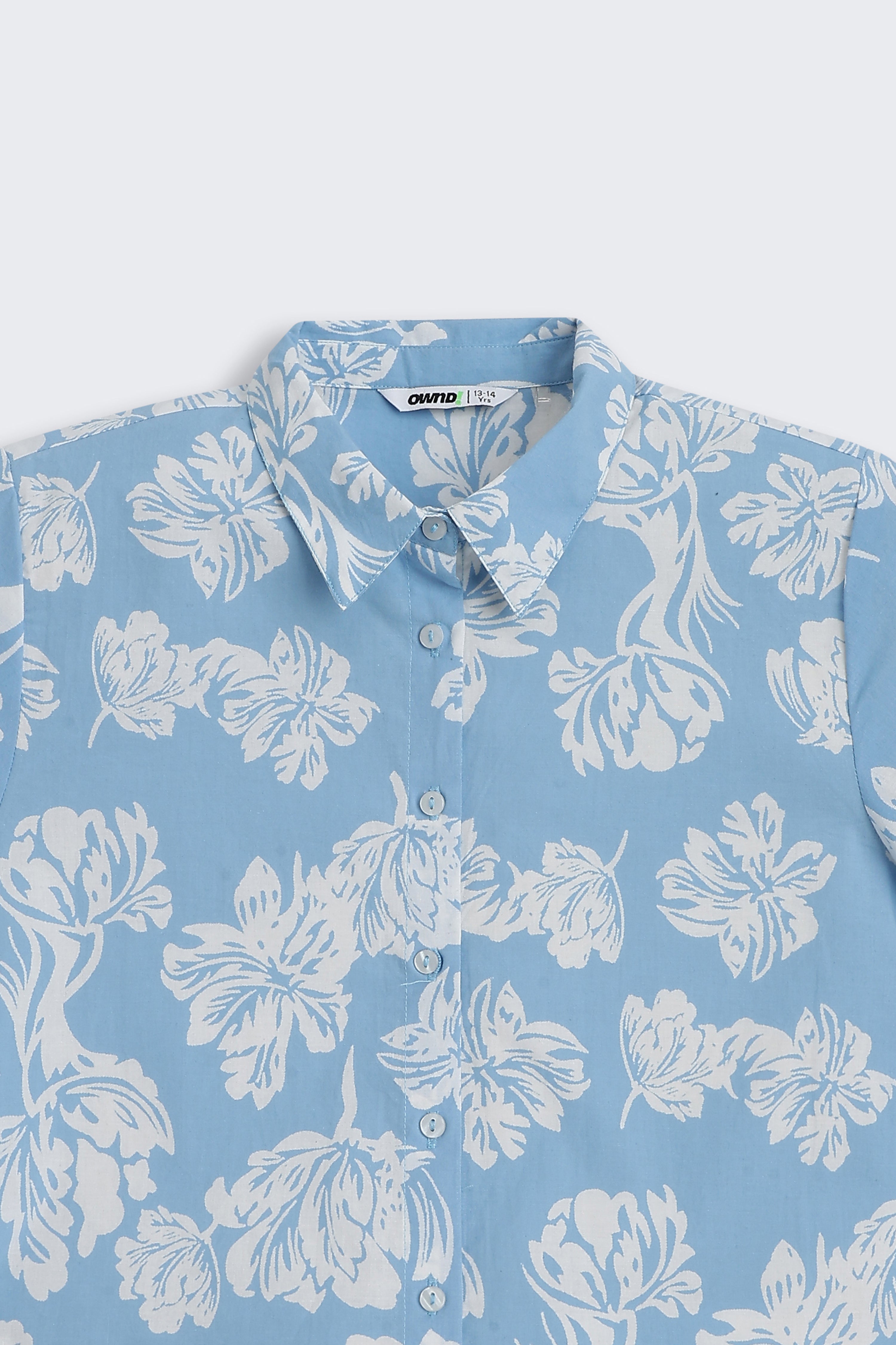 Blue Floral Printed Regular Fit Co-ord Set