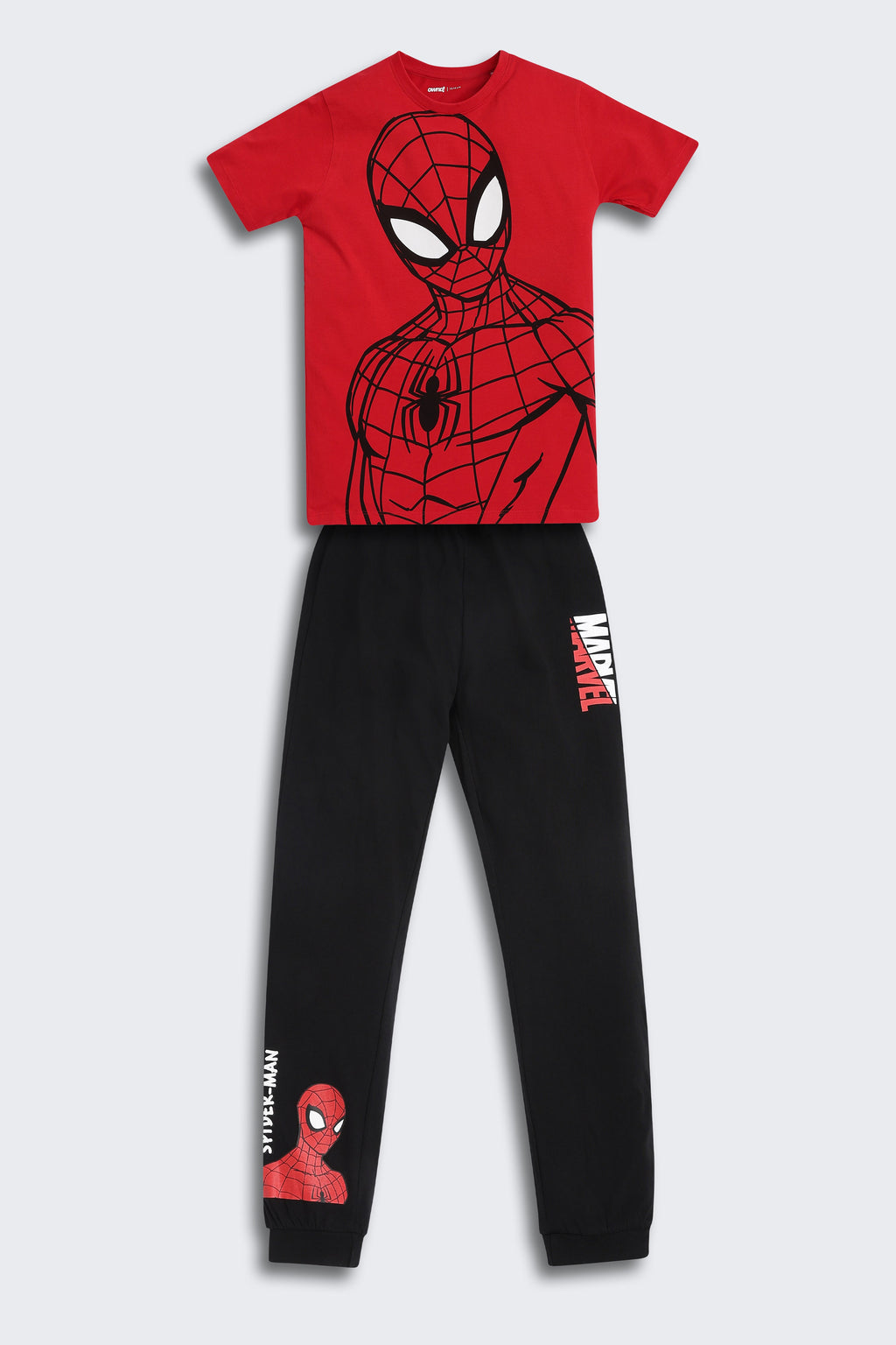 Red Spiderman Graphic Printed Regular Fit Night Suit