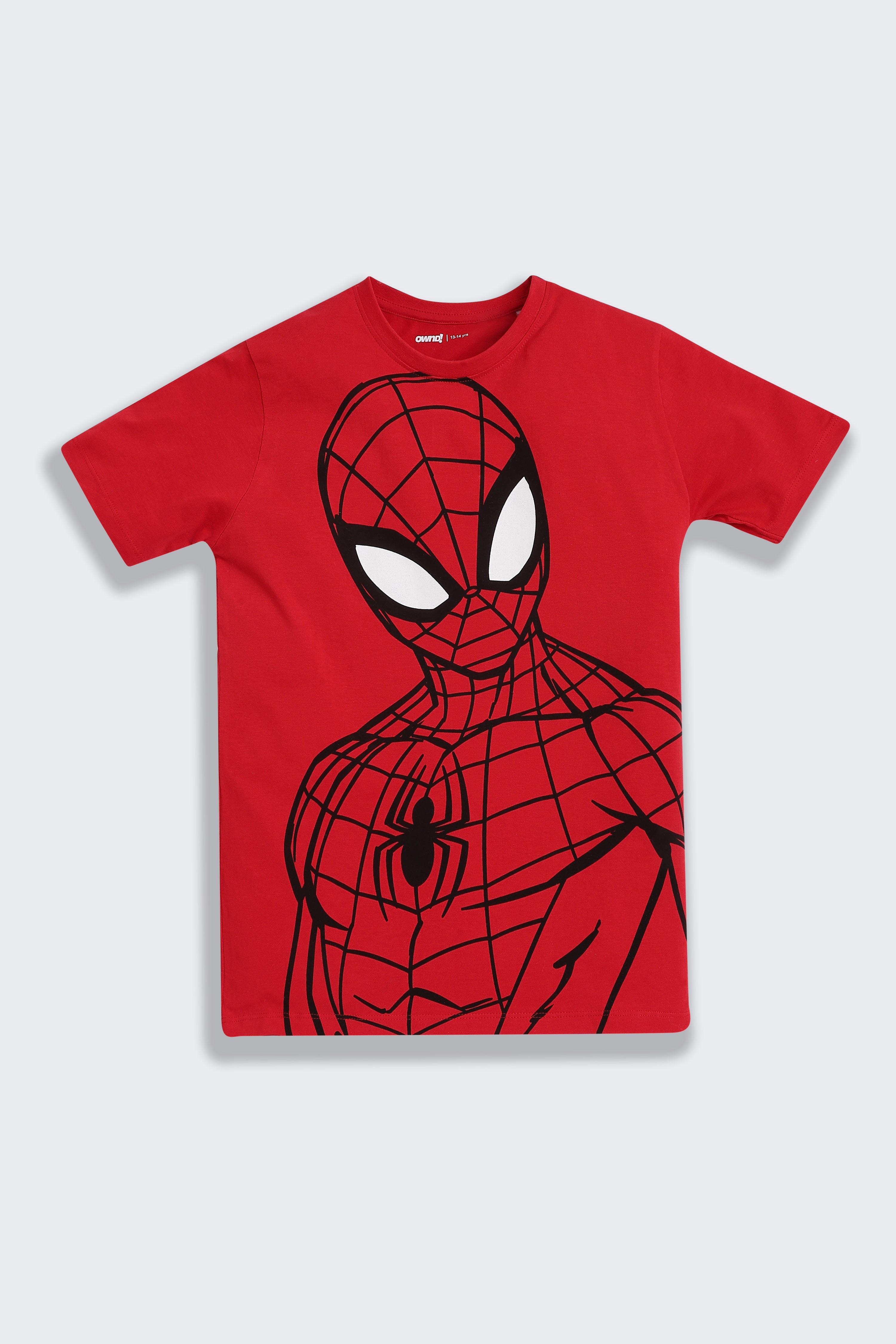 Red Spiderman Graphic Printed Regular Fit Night Suit