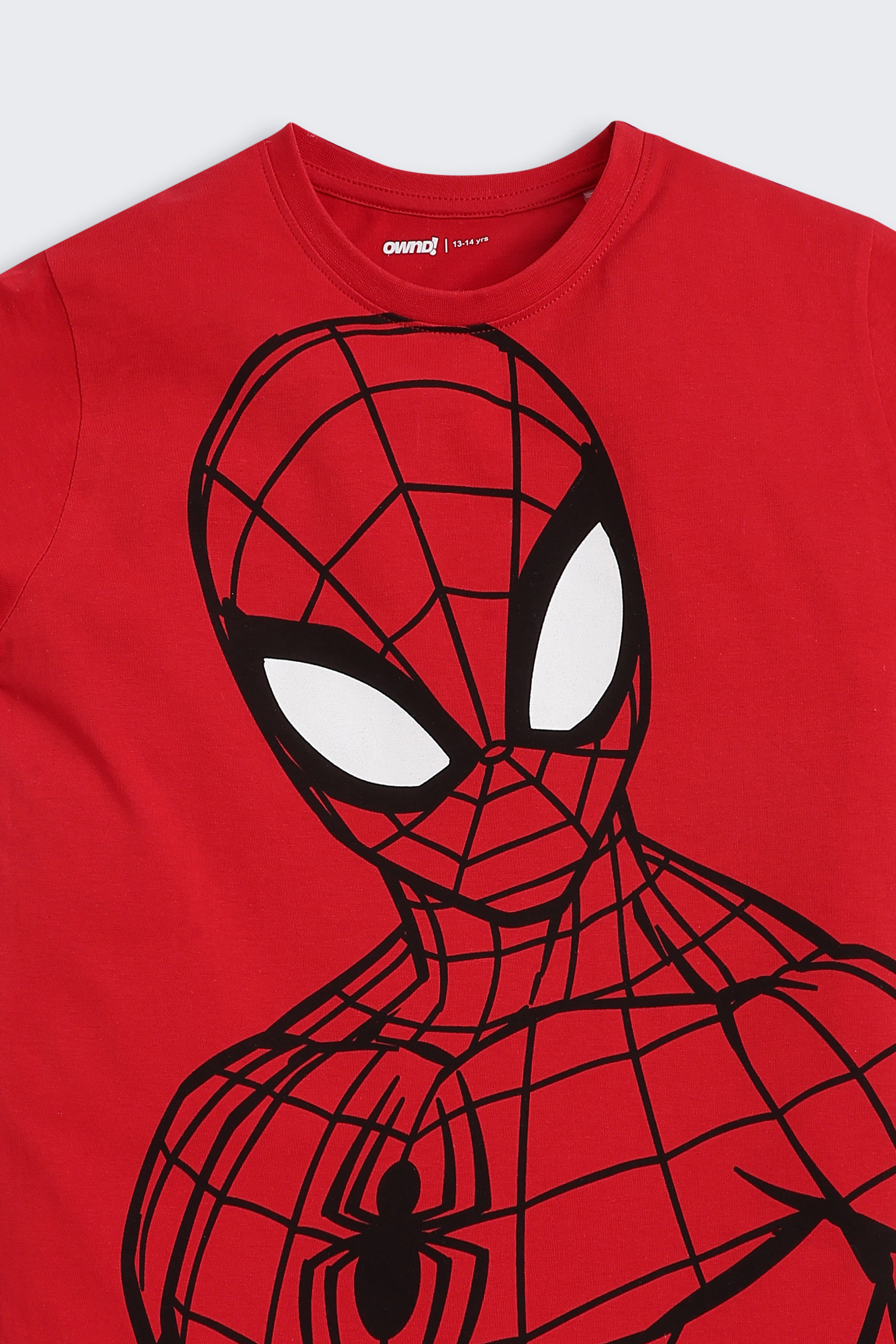 Red Spiderman Graphic Printed Regular Fit Night Suit