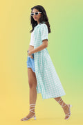 Blue Checked Shirt Dress