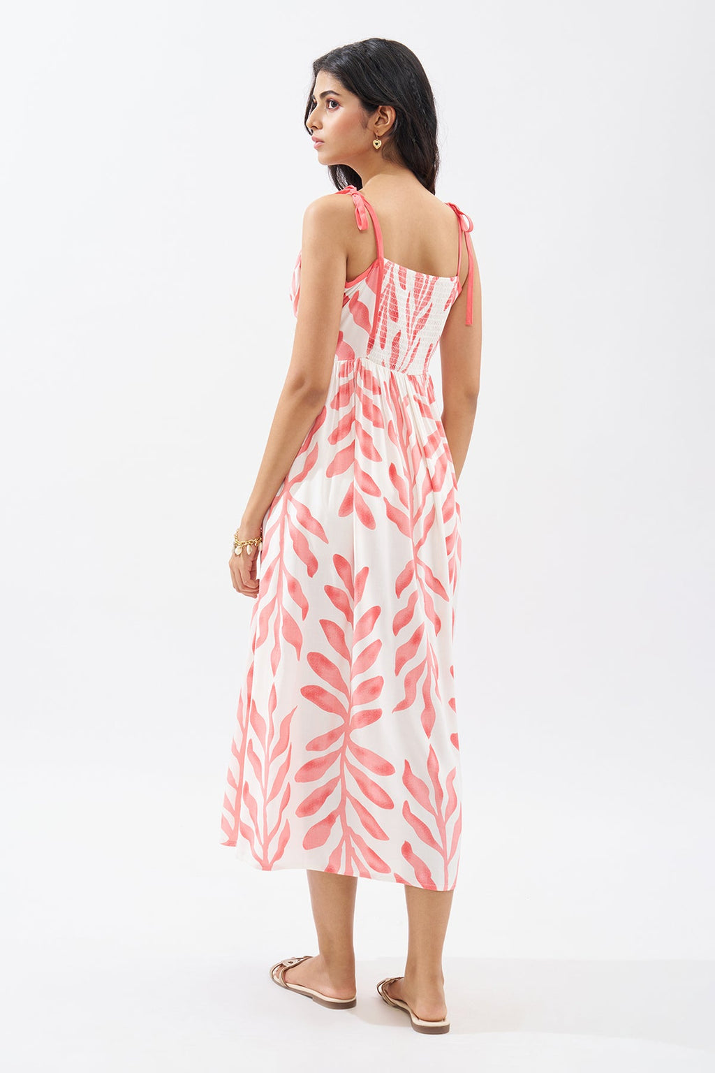 Peach Sleeveless Printed Dress