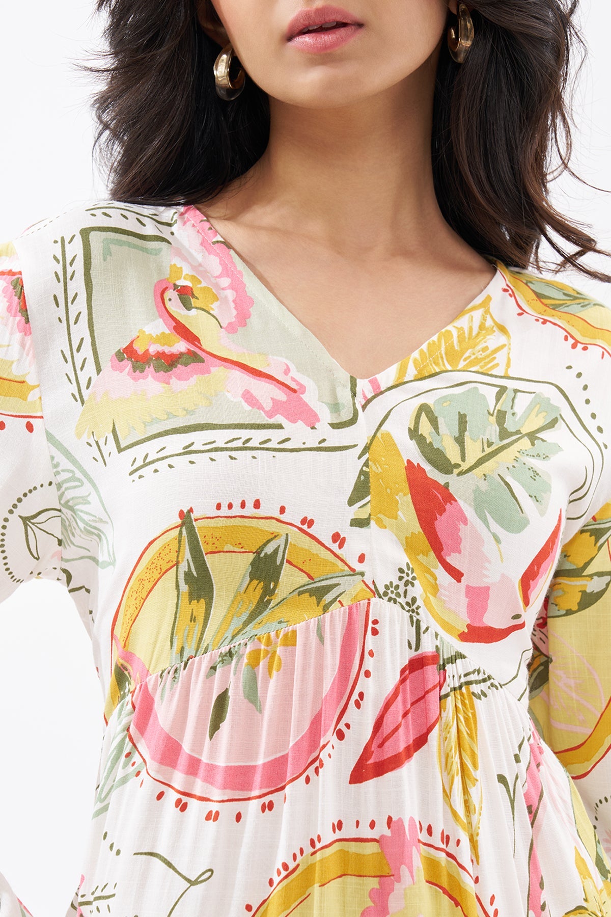 Pink Tropical Print Dress