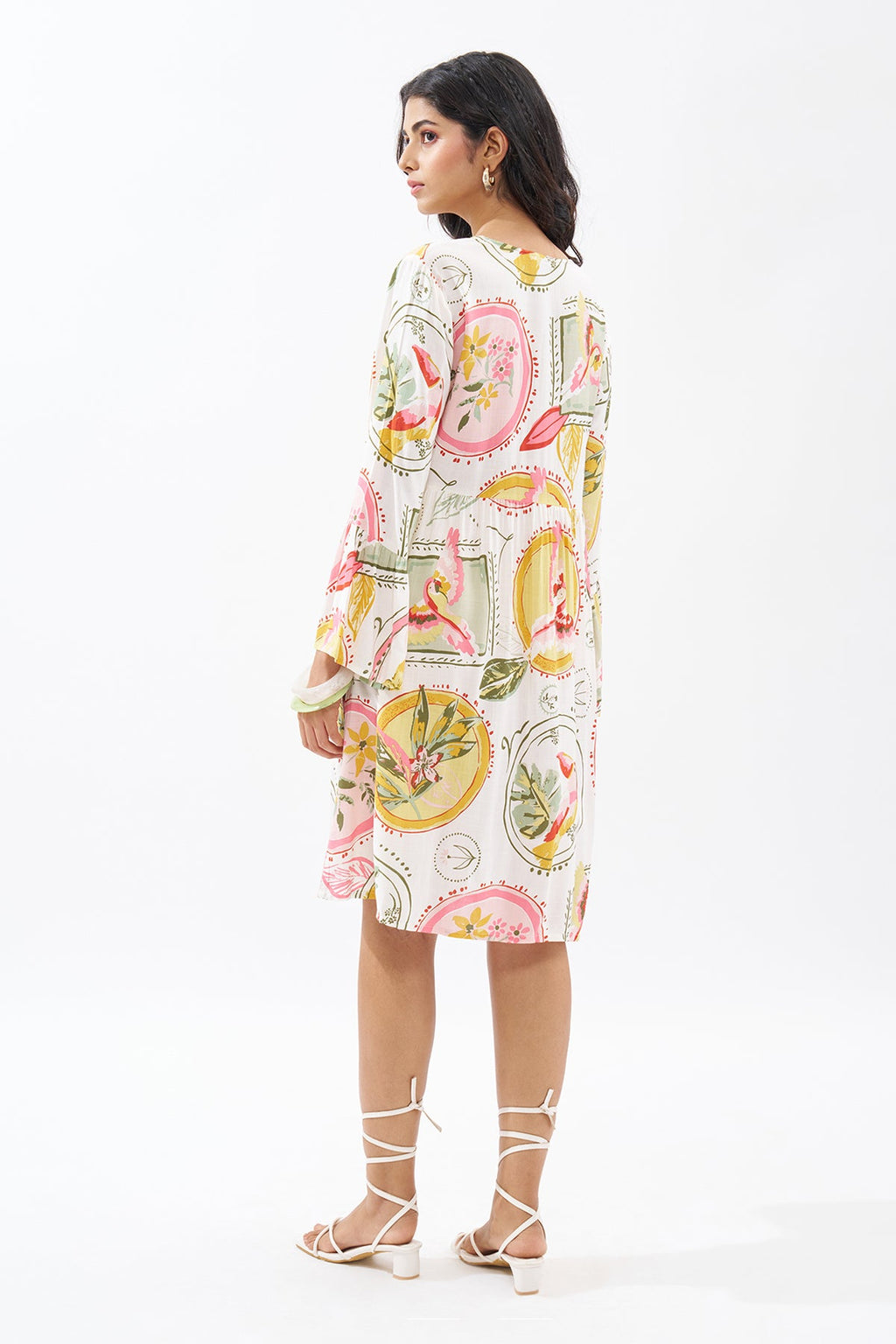Pink Tropical Print Dress