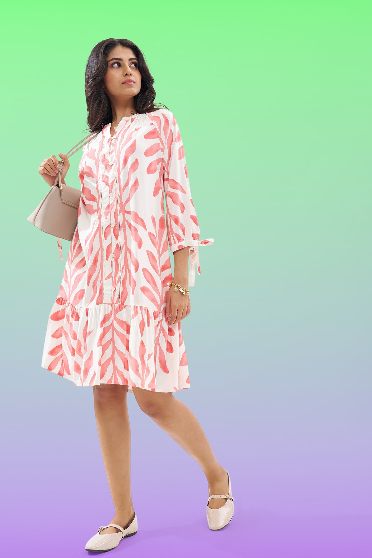 Peach Printed Dress