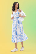 White Printed Sleeveless Dress