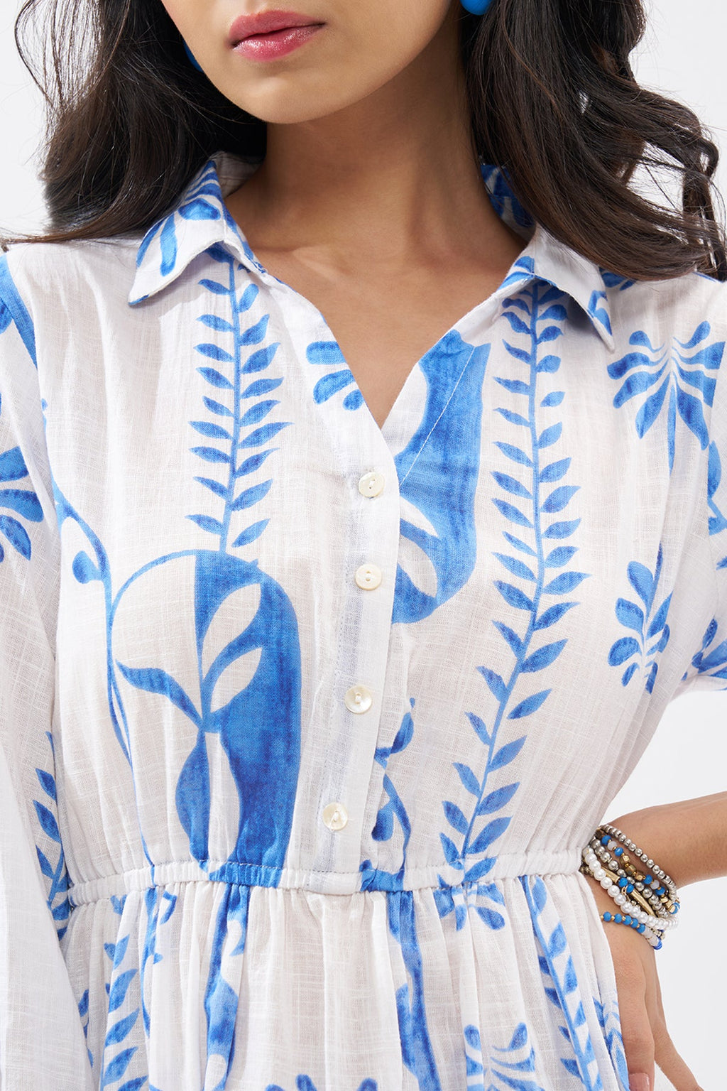 White Printed Shirt Dress