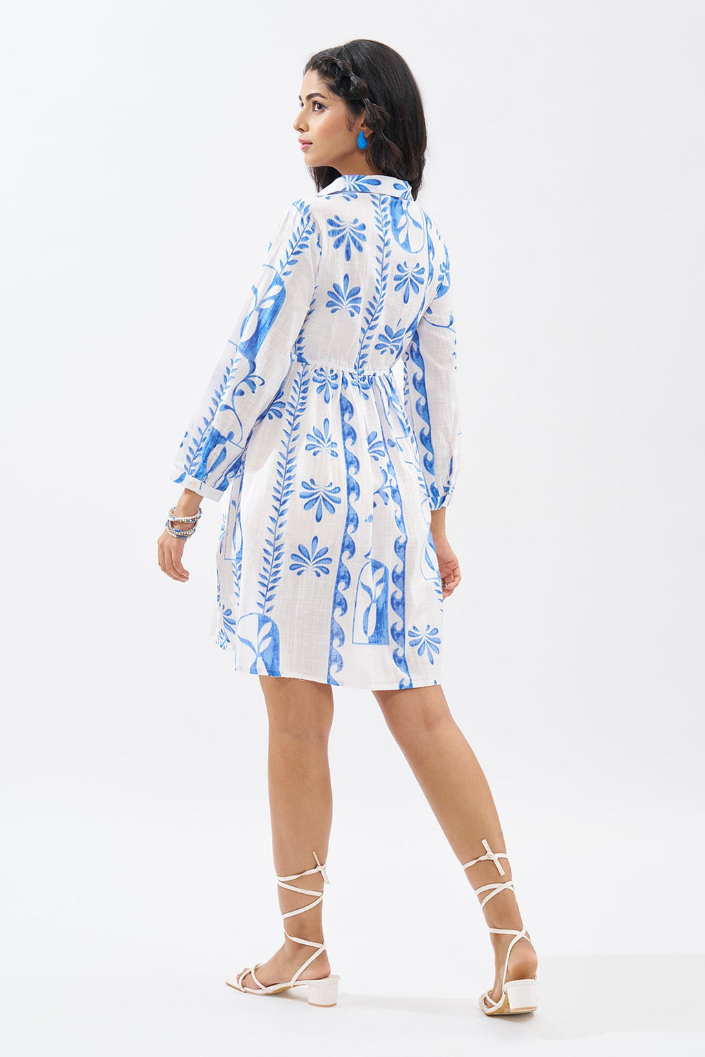 White Printed Shirt Dress