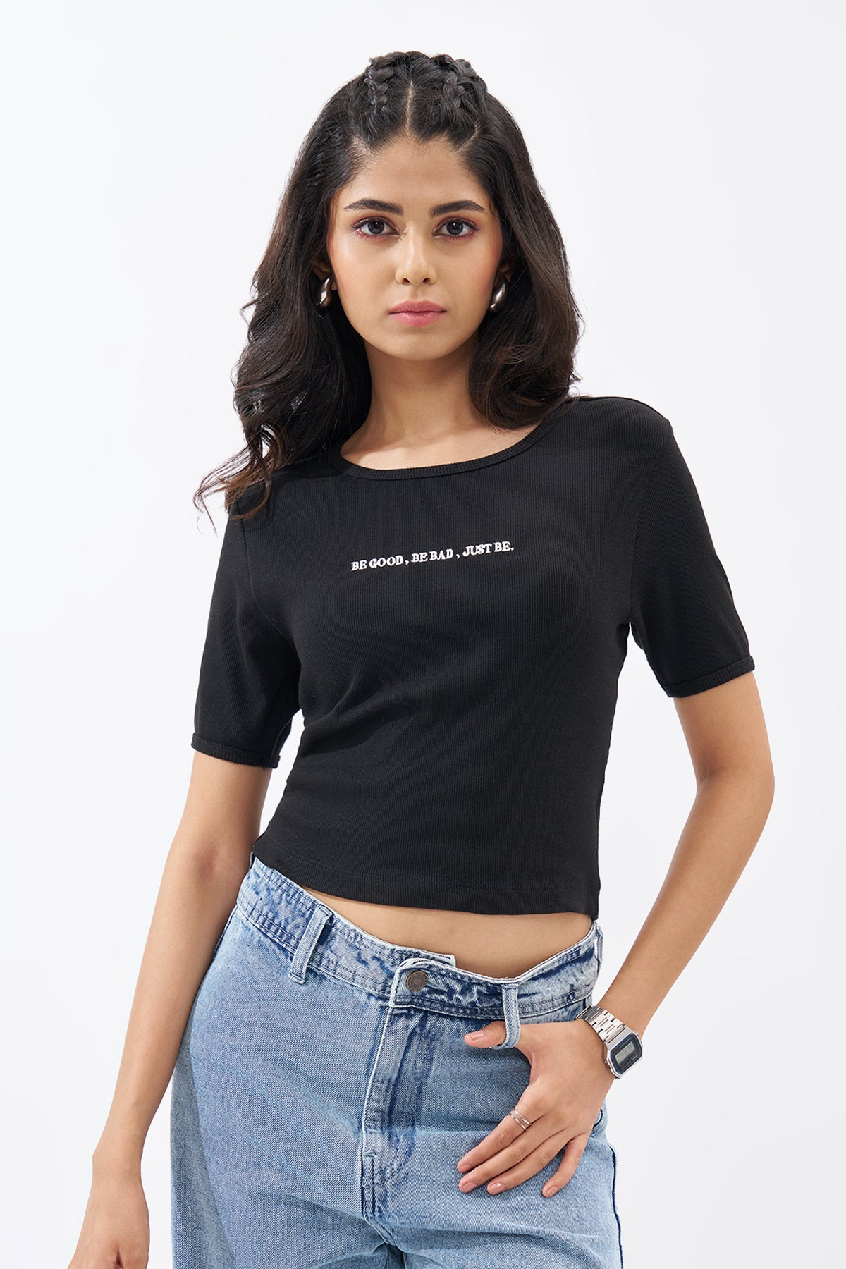 Black Ribbed Top