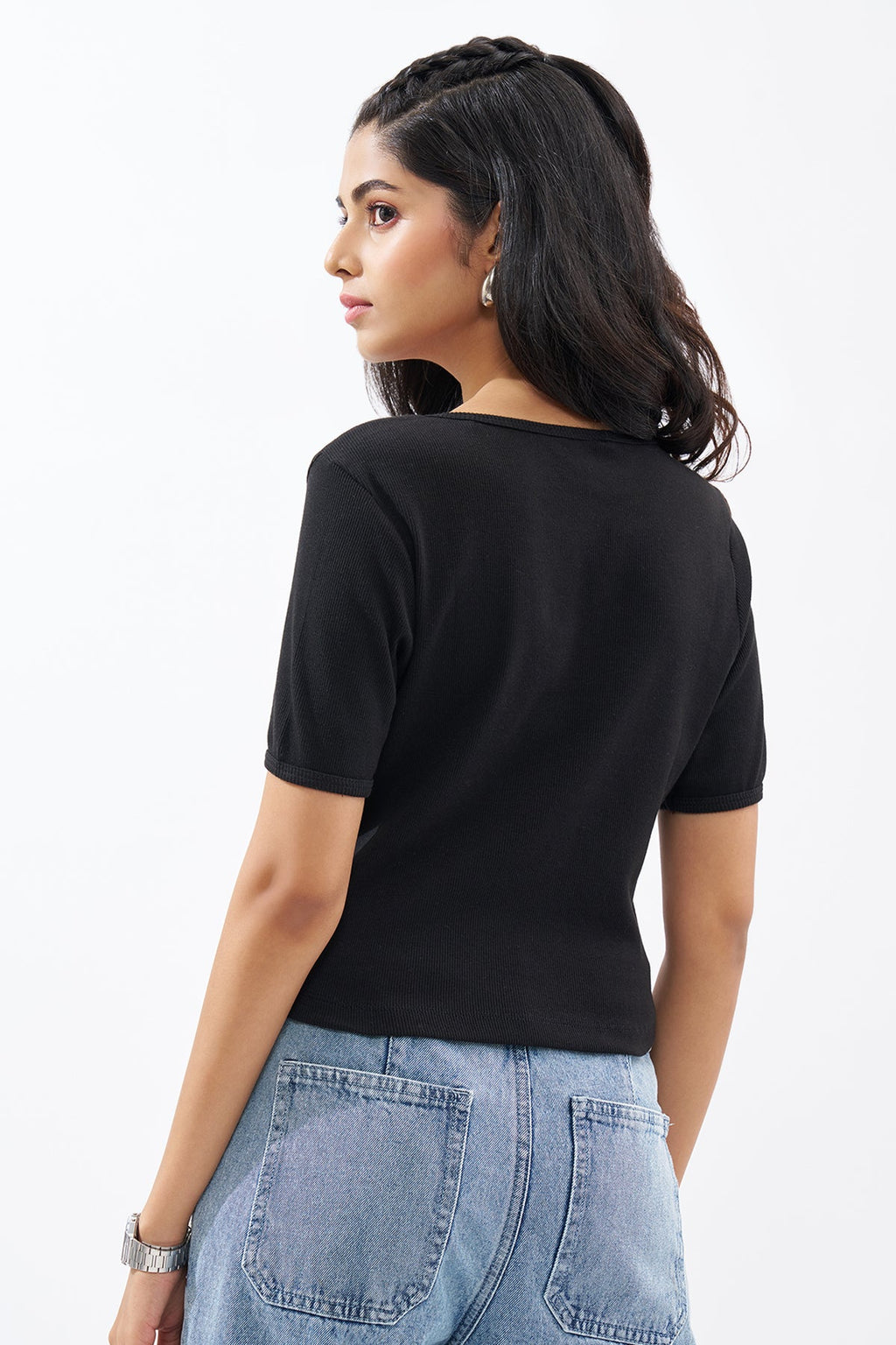 Black Ribbed Top