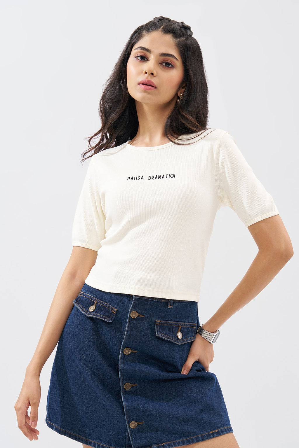 Off-White Ribbed Top