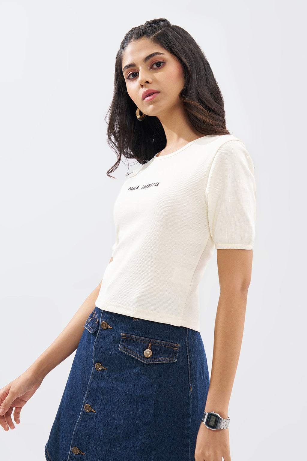 Off-White Ribbed Top