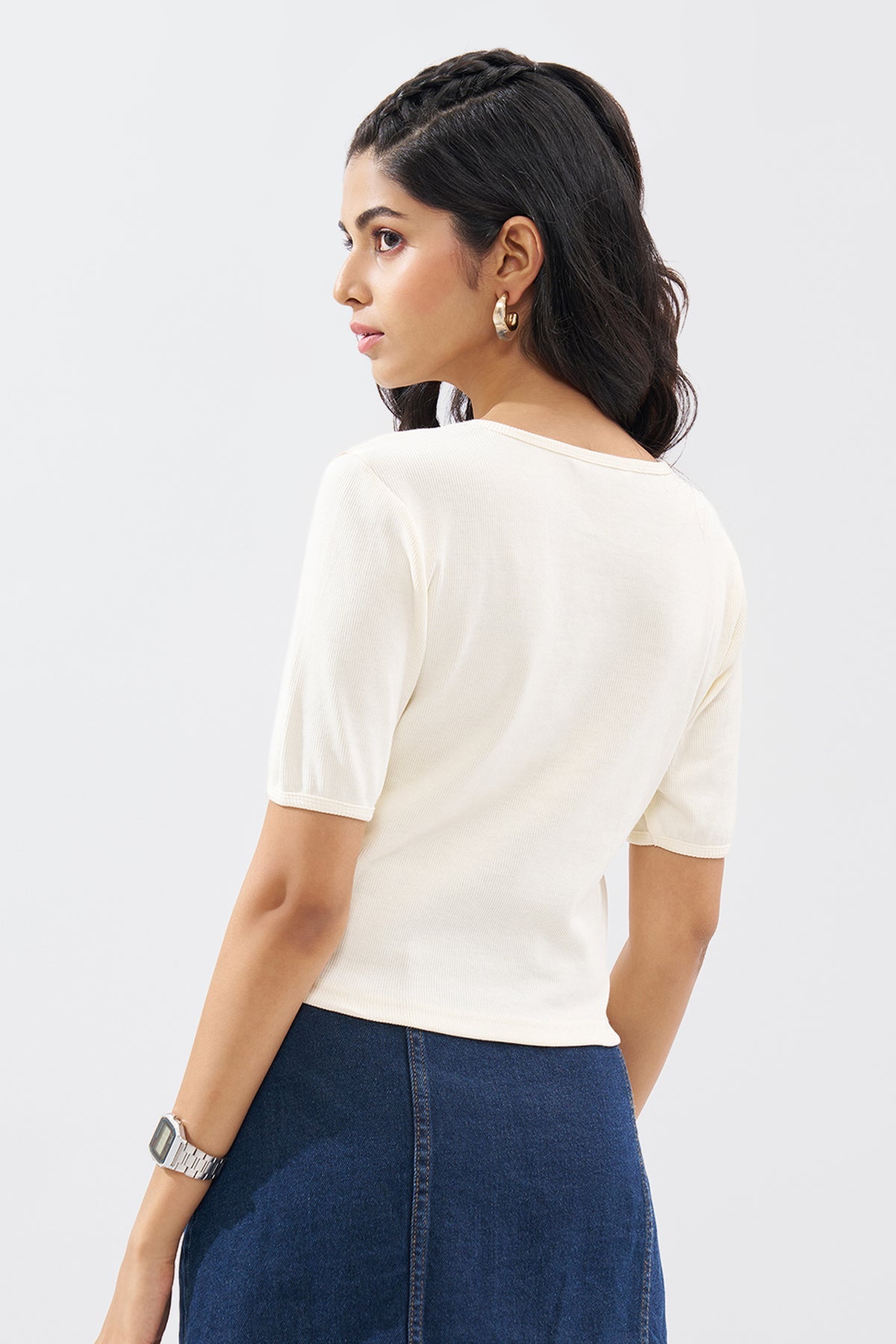 Off-White Ribbed Top