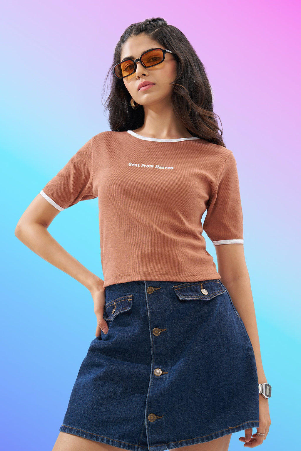 Peach Ringer Top