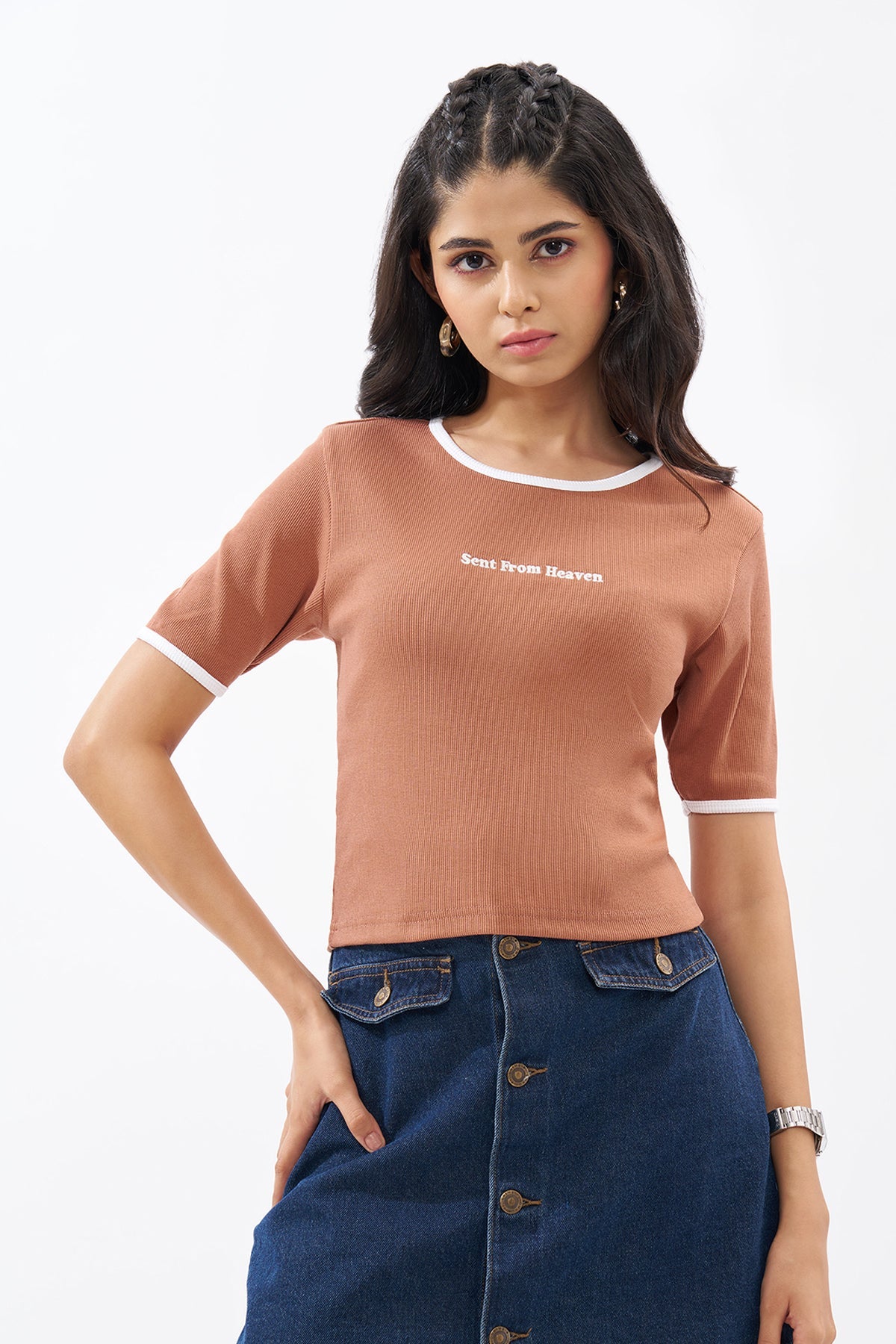 Peach Ringer Top