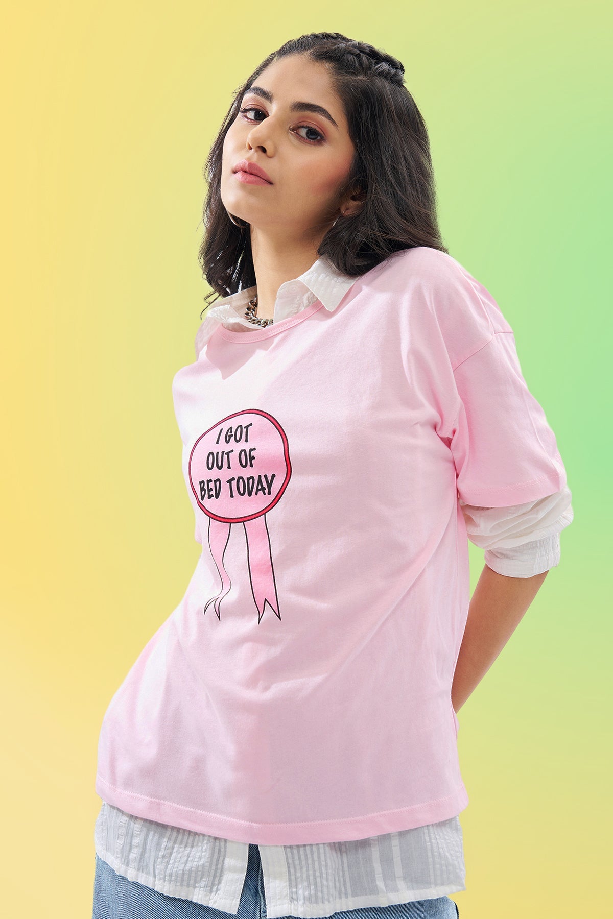 Pink Slogan Graphic T-Shirt
