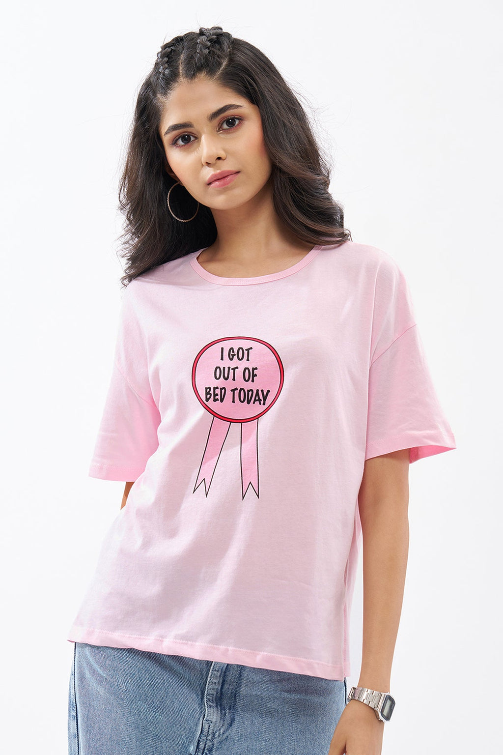 Pink Slogan Graphic T-Shirt