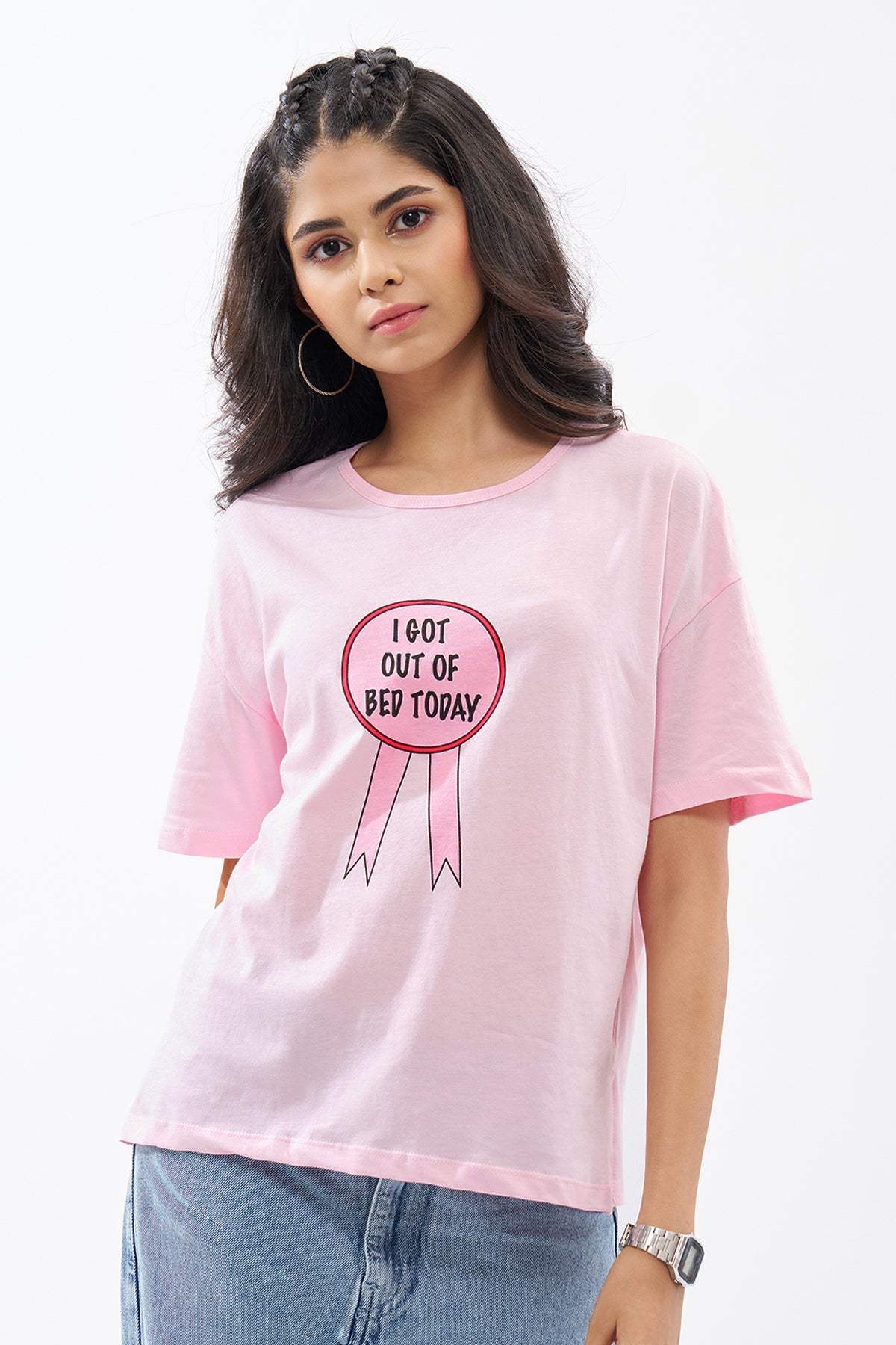 Pink Slogan Graphic T-Shirt