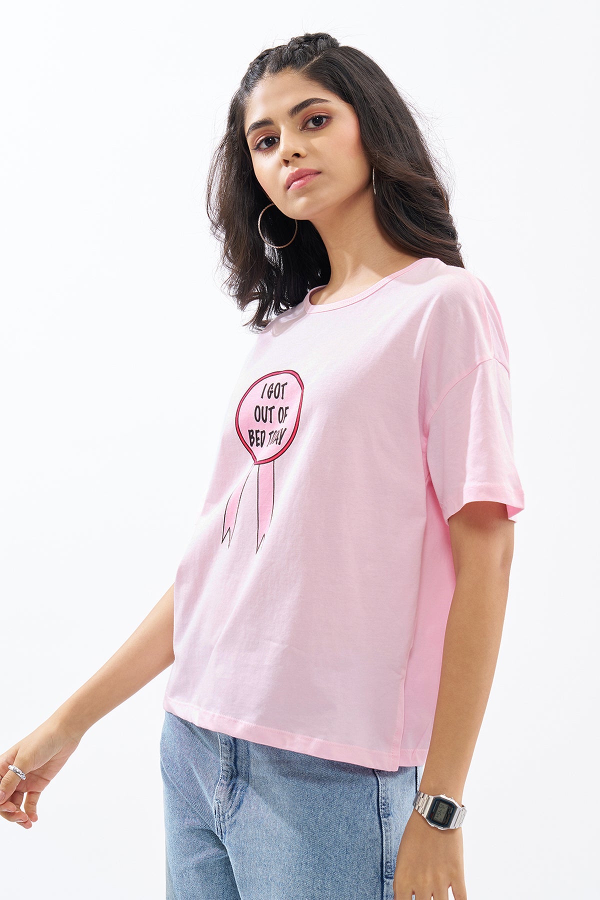 Pink Slogan Graphic T-Shirt