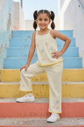 Yellow Floral Embroidery Regular Fit Pant