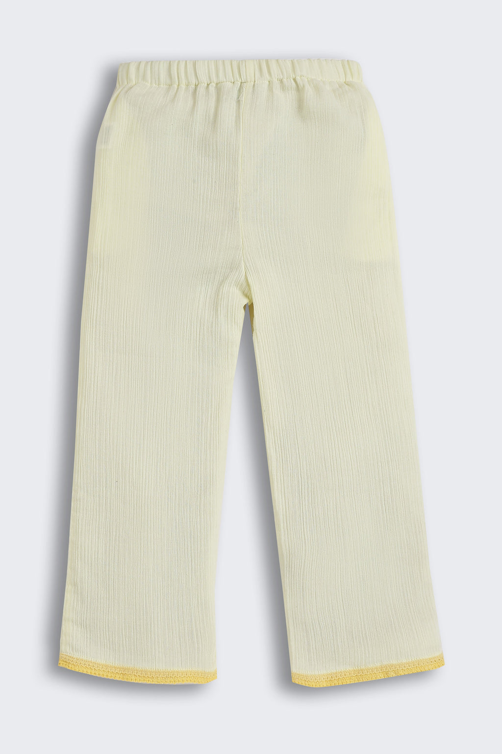 Yellow Floral Embroidery Regular Fit Pant