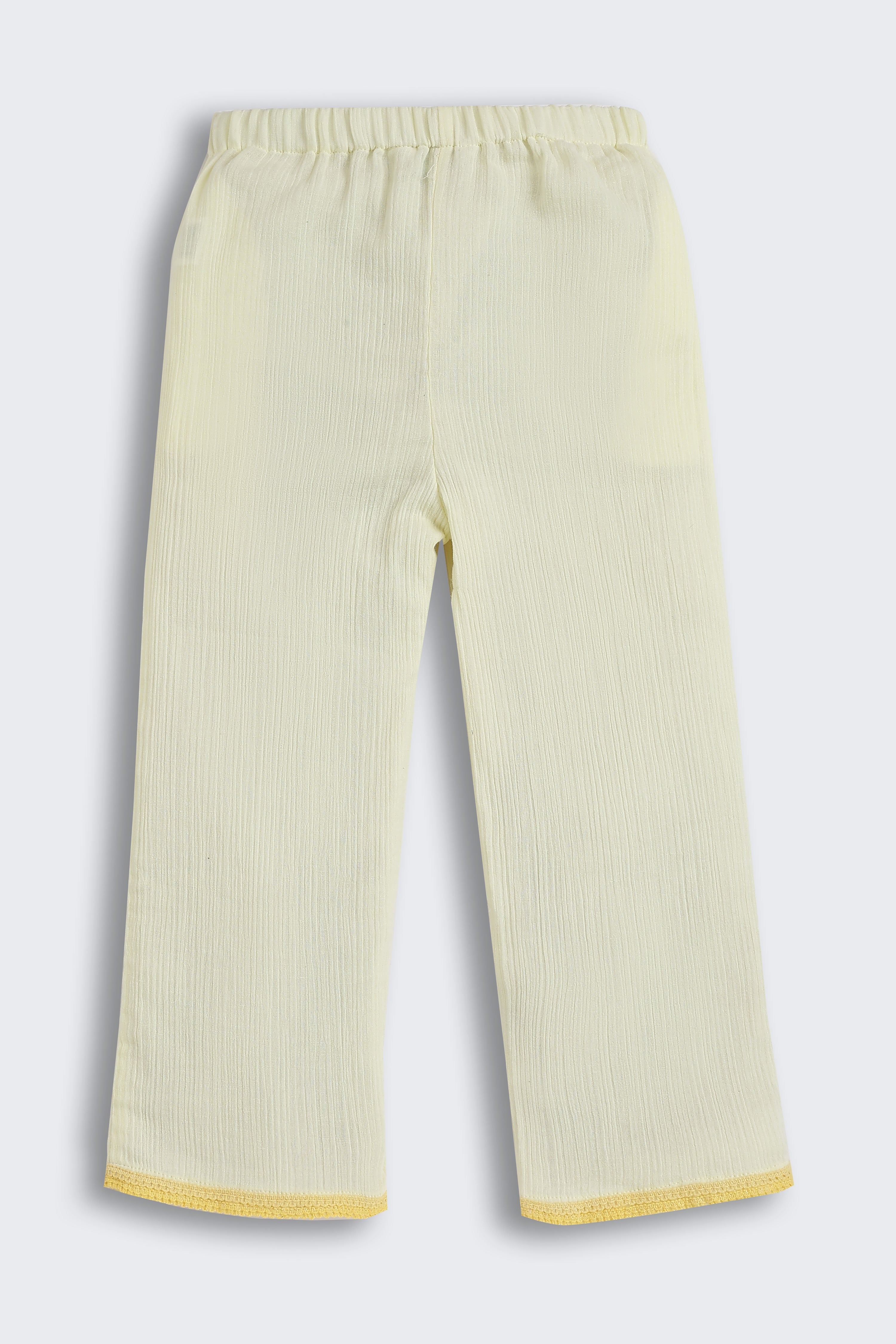Yellow Floral Embroidery Regular Fit Pant