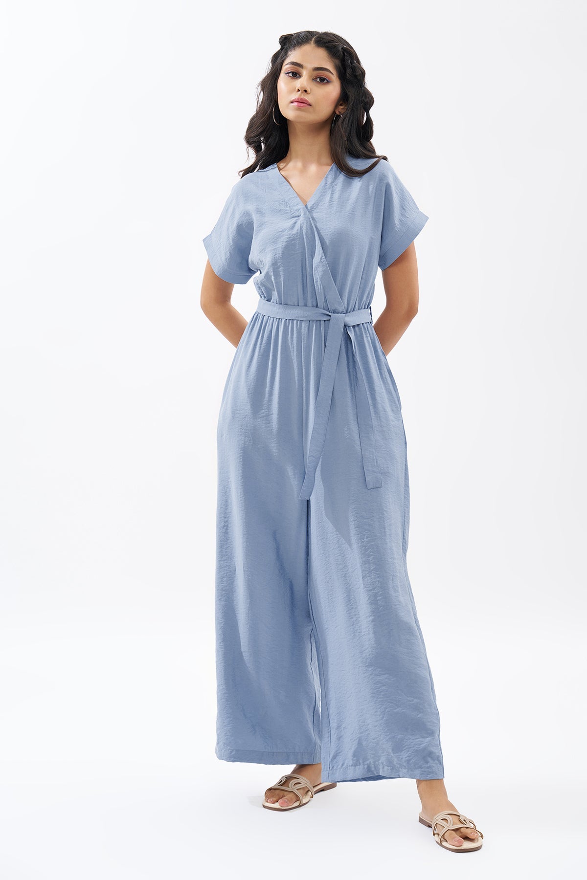 Light Blue Solid Jumpsuit