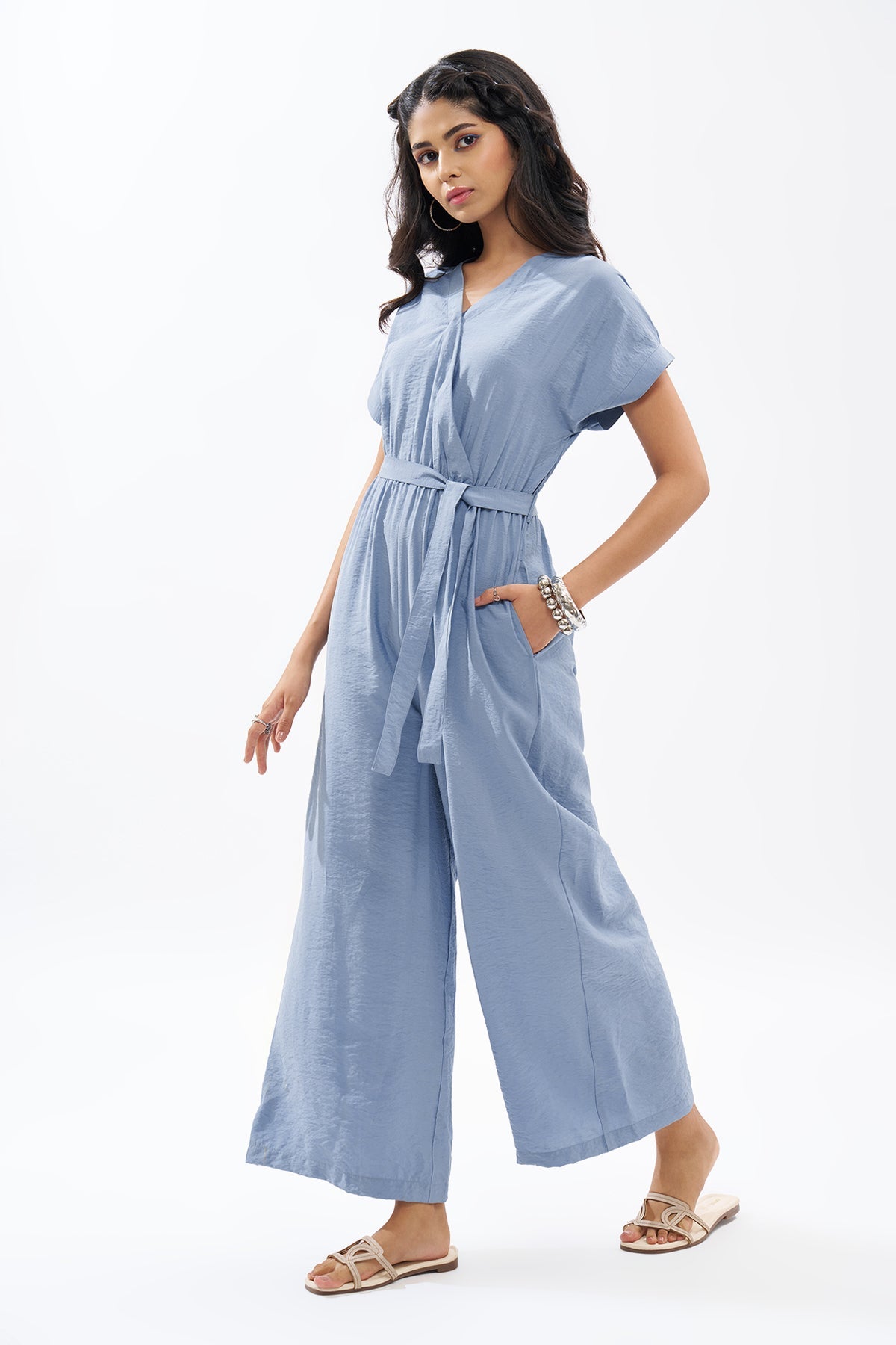 Light Blue Solid Jumpsuit